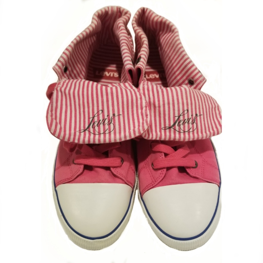 Levi pink and white striped canvas sneakers